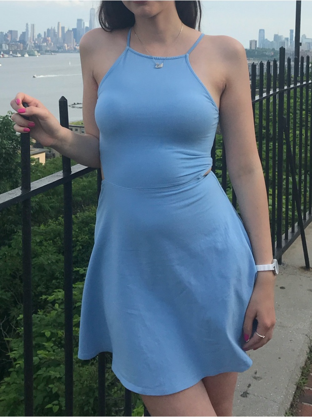 Garage Light Blue Fit-and-Flare Dress